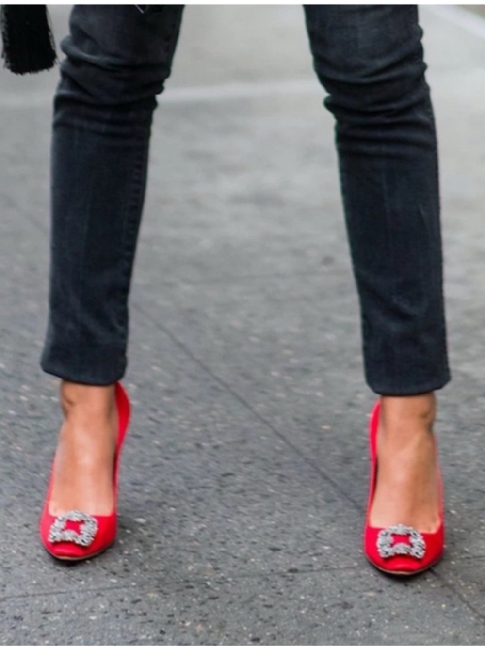 Manolo Blahnik Hangisi Red Heels with Embellishment 7.5